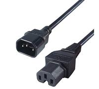 Connekt Gear 1m Mains Extension Hot Rated Power Cable C14 Plug to C15 Socket