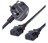 CONNEkT Gear 2.5m UK M / 2 x IEC C13 F power cable Black C13 coupler BS 1363