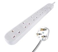 Connekt Gear 2m Male Mains Power PDU 6 Gang UK Socket Extension Block
