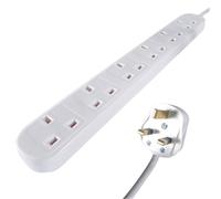 Connekt Gear 3m 6-Way Power Extension Lead White 27-6030