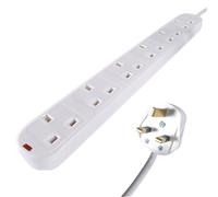 Connekt Gear 5m 6-Way Surge Protection Extension Lead White 27-6050S