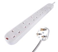 connektgear 2m 6 Way Surge Protected Extension Block - UK Plug to 6 x UK Sockets