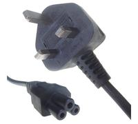 Connekt Gear Black 5A UK Mains Plug Top to IEC C5 Cloverleaf TV Power Cord Cable - 2 Meter
