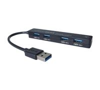 connektgear 4 Port Hub USB 3 - with UK Power Supply - Black