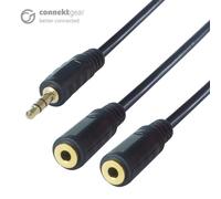 connektgear 0.15m 3.5mm Stereo Jack Audio Splitter Cable - Male to 2 x