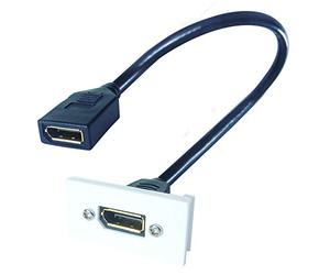 connektgear 0.2m AV Snap-In DisplayPort Module 25 x 50mm - Socket to Socket - White