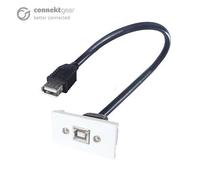 connektgear 0.2m AV Snap-In USB 2 Type B Module 25 x 50mm - Socket to Socket - White