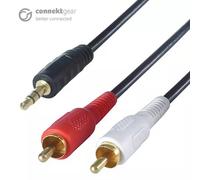 connektgear 10m 3.5mm Stereo to 2 x RCA/Phono Audio Cable - Male to Male - Gold Connectors