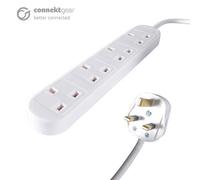 connektgear 10m 4 Way Power Extension Block - UK Plug to 4 x UK Sockets - White