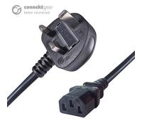 Connekt Gear Black 5A UK Mains Plug Top to IEC Female C13 Kettle TV Power Cord Cable - 10 Meter