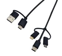 connektgear 1m USB 3 in 1 Charge and Sync Cable Type C and Type A to Type C/B Micro/8 pin iOS - Male to Male