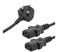 connektgear 2.5m Mains Splitter Cable Plug to 2 C13 Sockets 27-0115B