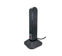 connektgear 2m 8 Way Surge Protected UK Socket Tower Block with USB Type A and C Ports