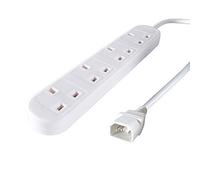 connektgear 2m 4 Way Power Extension Block C14 Plug to 4 x UK Sockets - White