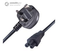 CONNEkT Gear 2m UK Mains Power Cable UK Plug to C5 (Cloverleaf) Socket