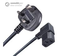 connektgear 2m UK Mains Power Cable UK Plug to Right Angled C13 Socket
