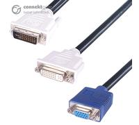 Connekt Gear DVI-I to DVI-D Female/VGA HD15 Female Splitter Cable