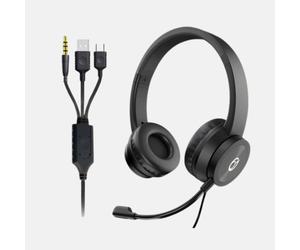 connektgear HP532 Triple Connector Headset with Boom Mic USB Type A & C & 3.5mm