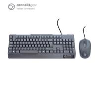 connektgear KB235 USB Standard UK Layout Keyboard and 3 Button Optical Mouse - Black