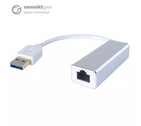 connektgear USB 3 Type A to RJ45 CAT6 Gigabit Ethernet Adapter - Male to Female USB Type-A RJ-45 Male White Aluminium Silver China REACH
