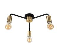 MiniSun | Steampunk Style Antique Brass & Matt Black 3 Way Ceiling Light Fitting | Close-to-Ceiling Lights, Home Décor & Improvement Essential
