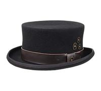Conner Steampunk Top Hat Wool Felt (M (56-57 cm) - Black)