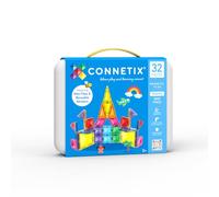 CONNETIX Magnetic Tiles Travel Mini Pack, 32 Pieces | Pack, play and create anywhere with mini magnetic tiles, reusable stickers and a build-ready travel tin. For ages 3+.