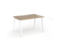 Connex Angled 1200 x 800 x 725mm Single Desk - White Frame / Kendal Oak Top