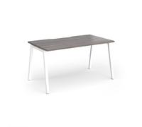Connex Angled 1400 x 800 x 725mm Single Desk - White Frame / Grey Oak Top