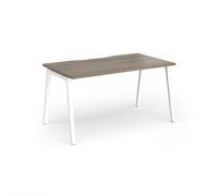Connex Angled 1400 x 800 x 725mm Single Desk - White Frame / Nebraska Oak Top