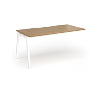 Connex Angled 1600 x 800 x 725mm Single Add On Bay - White Frame / Oak Top