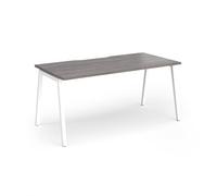 Connex Angled 1600 x 800 x 725mm Single Desk - White Frame / Grey Oak Top