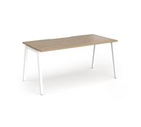 Connex Angled 1600 x 800 x 725mm Single Desk - White Frame / Kendal Oak Top