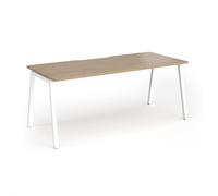 Connex Angled 1800 x 800 x 725mm Single Desk - White Frame / Kendal Oak Top