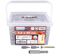 CONNEX B30177 Uni-Screws Bucket 5,0x80 TX a 140pcs, Silver, 5,0 x 80 mm (140 Stück)