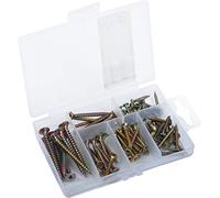 Connex DP8500102 Universal 76 Pieces-Various Sizes-Countersunk Head-Pozidriv Drive-Fully Threaded-Yellow Galvanised/Screw Set/Assortment Box, Varying