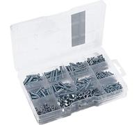 Connex DP8500106 Threaded Screws Assortment 366 Pieces Various Sizes Rounded Head PH Phillips Drive Fully Threaded Galvanised Includes Nuts/Screw Set/Assortment Box