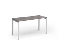 Connex Goal-Post 1400 x 600 x 725mm Single Desk - Silver Frame / Grey Oak Top