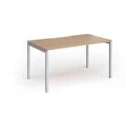 Connex Goal-Post 1400 x 800 x 725mm Single Desk - Silver Frame / Beech Top