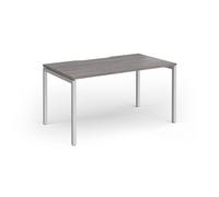 Connex Goal-Post 1400 x 800 x 725mm Single Desk - Silver Frame / Grey Oak Top