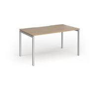 Connex Goal-Post 1400 x 800 x 725mm Single Desk - Silver Frame / Kendal Oak Top