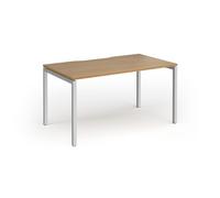 Connex Goal-Post 1400 x 800 x 725mm Single Desk - Silver Frame / Oak Top