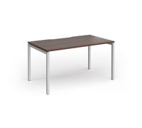 Connex Goal-Post 1400 x 800 x 725mm Single Desk - Silver Frame / Walnut Top