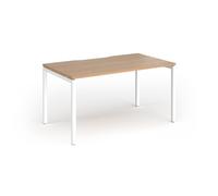 Connex Goal-Post 1400 x 800 x 725mm Single Desk - White Frame / Beech Top