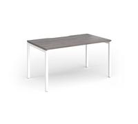 Connex Goal-Post 1400 x 800 x 725mm Single Desk - White Frame / Grey Oak Top