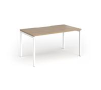 Connex Goal-Post 1400 x 800 x 725mm Single Desk - White Frame / Kendal Oak Top