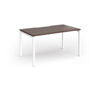 Connex Goal-Post 1400 x 800 x 725mm Single Desk - White Frame / Walnut Top
