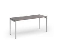 Connex Goal-Post 1600 x 600 x 725mm Single Desk - Silver Frame / Grey Oak Top