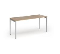 Connex Goal-Post 1600 x 600 x 725mm Single Desk - Silver Frame / Kendal Oak Top