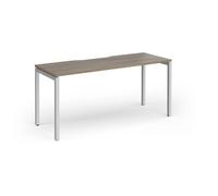 Connex Goal-Post 1600 x 600 x 725mm Single Desk - Silver Frame / Nebraska Oak Top
